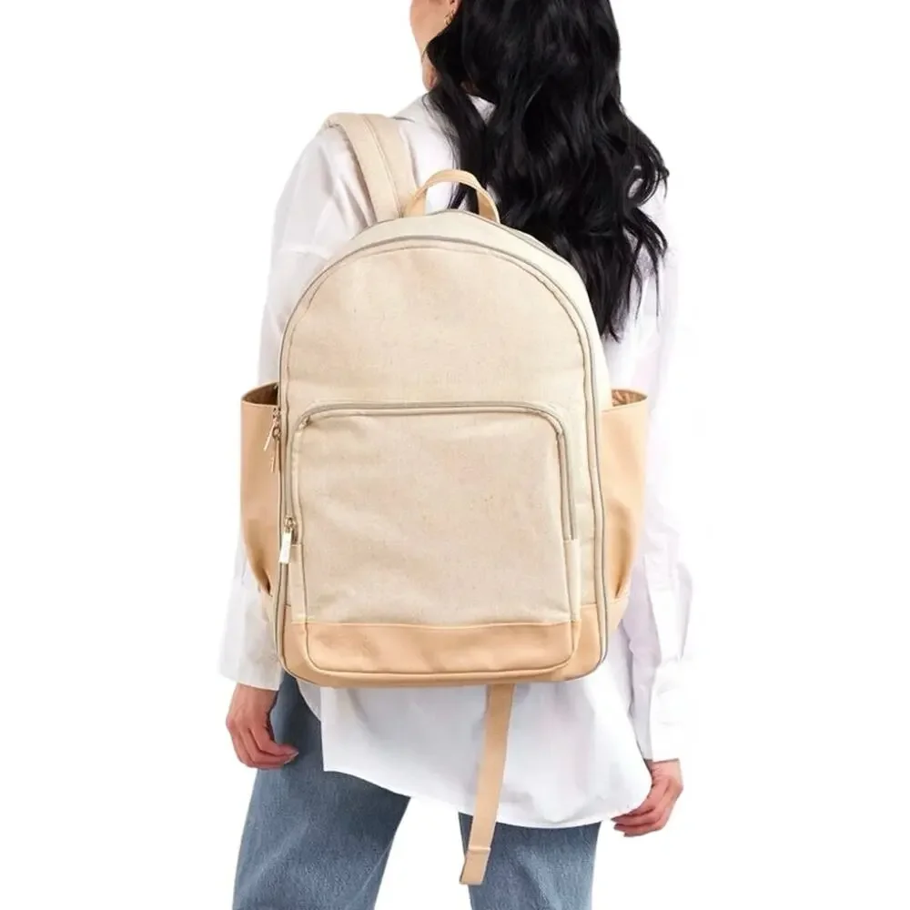 BEIS The travel Backpack in Beige Canvas